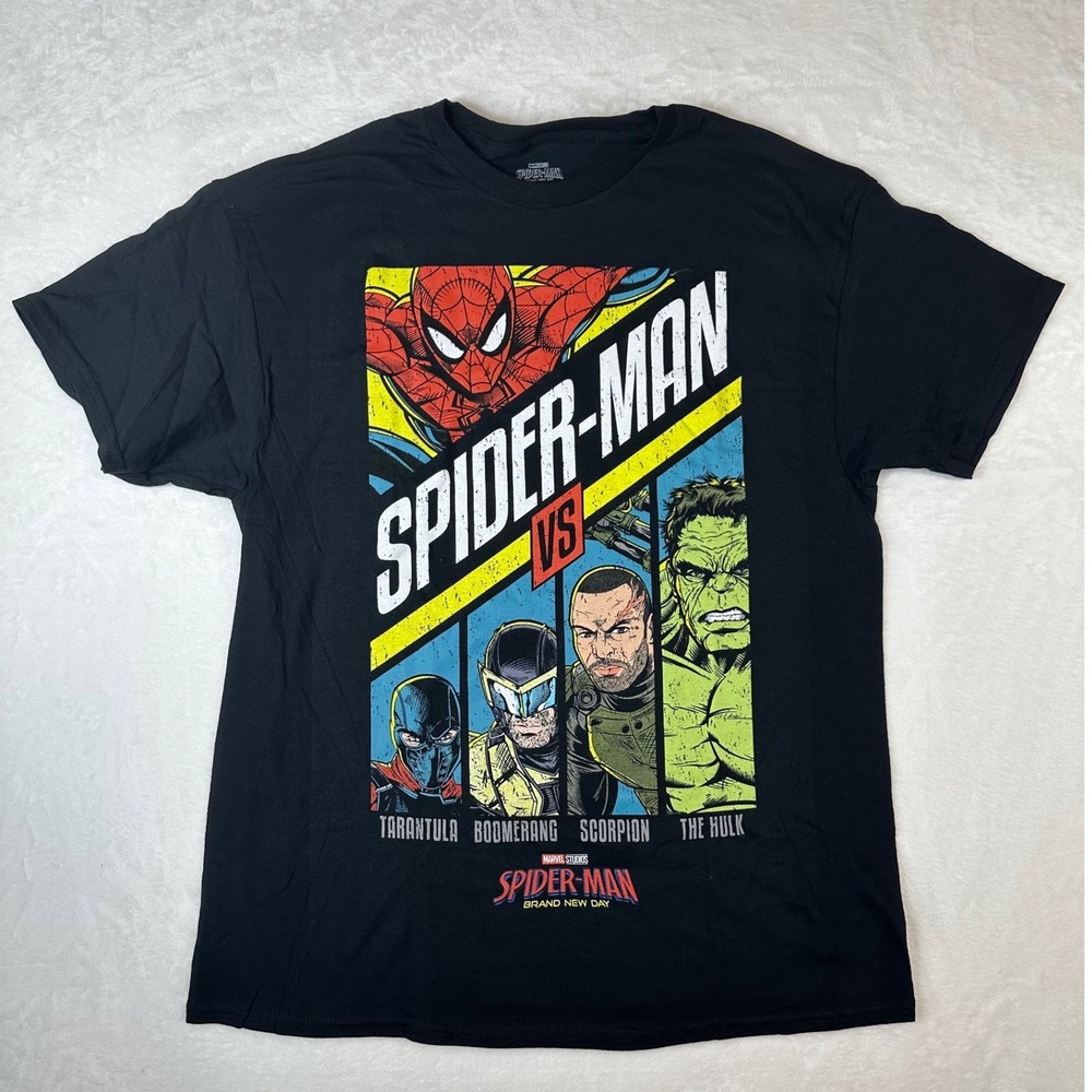 Marvel Spider-Man Brand New Day T-Shirt Mens Large Black Hulk Scorpion Comic Tee